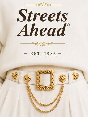 VTG Streets Ahead,Santa Monica California Style 50250 Ivory Leather,Gold,Size L
